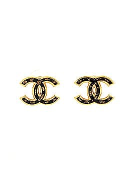 Chanel CC Stud Earrings Resin and Metal (view 1)