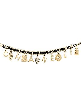 Chanel Letters Emoji Charms Woven Chain Bracelet Metal and Leather with Crystals and Faux Pearl (view 1)