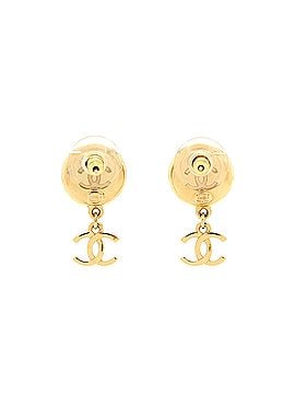 Chanel Camellia CC Drop Earrings Metal with Leather (view 2)