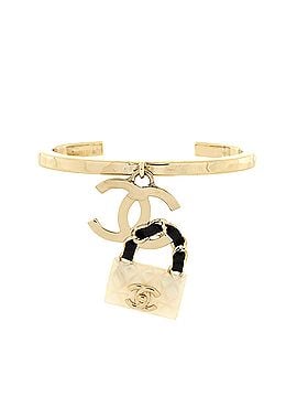 Chanel Dangle CC Flap Bag Cuff Bracelet Metal with Resin and Leather (view 1)