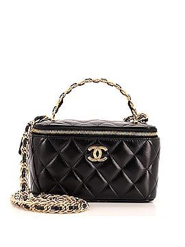 Chanel Top Handle Vanity Case with Woven Double Chain Quilted Lambskin Small (view 1)