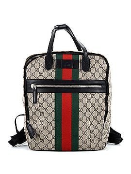 Gucci Web Zip Handle Backpack GG Coated Canvas (view 1)