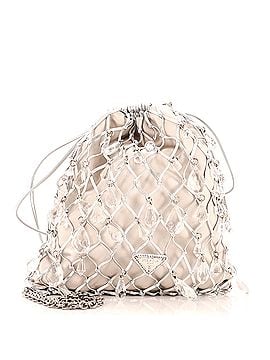 Prada Fishnet Chain Crossbody Bag Woven Leather and Satin with Crystals (view 1)