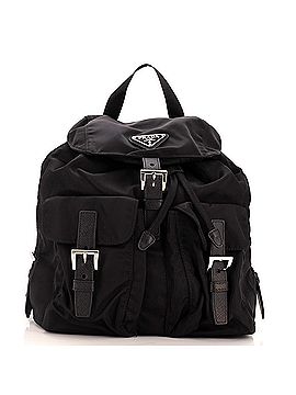 Prada Vela Double Front Pocket Backpack Tessuto with Saffiano Leather Small (view 1)