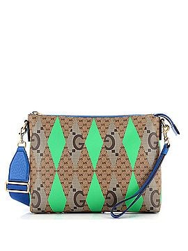 Gucci Wristlet Pouch Rhombus GG Coated Canvas with Leather Medium (view 1)
