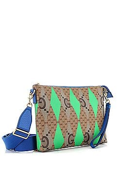 Gucci Wristlet Pouch Rhombus GG Coated Canvas with Leather Medium (view 2)