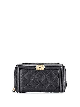 Chanel Boy Zip Around Wallet Quilted Caviar Small (view 1)