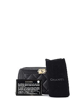 Chanel Boy Zip Around Wallet Quilted Caviar Small (view 2)
