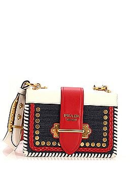 Prada Cahier Crossbody Bag Embellished Denim and Leather Small (view 1)