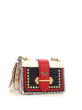 Prada Cahier Crossbody Bag Embellished Denim and Leather Small (view 2)