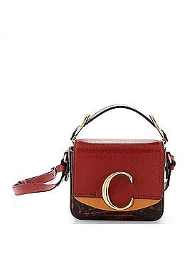 Chloé C Double Carry Bag Leather and Lizard Embossed Leather Mini (view 1)