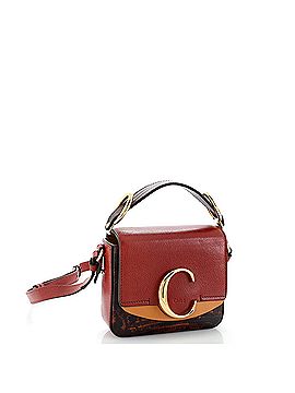 Chloé C Double Carry Bag Leather and Lizard Embossed Leather Mini (view 2)