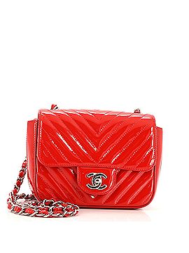 Chanel Square Classic Single Flap Bag Chevron Patent Mini (view 1)