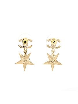 Chanel CC Star Drop Earrings Metal with Crystals (view 2)