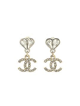 Chanel CC Drop Heart Earrings Metal with Crystal (view 1)