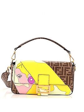 Fendi Antonio Lopez Baguette NM Bag Zucca Coated Canvas with Printed Leather Inlay Medium (view 1)