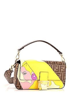 Fendi Antonio Lopez Baguette NM Bag Zucca Coated Canvas with Printed Leather Inlay Medium (view 2)