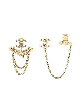 Chanel CC Chain Ear Jacket and Cuff Earrings Metal with Crystals (view 1)