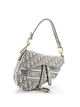 Christian Dior Saddle Handbag Logo Embroidered Oblique Canvas Medium (view 2)