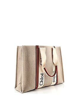 Chloé Woody Tote Canvas with Leather Large (view 2)