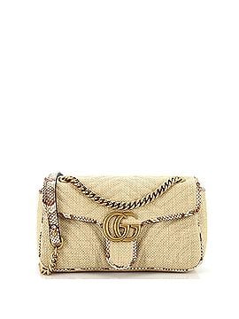 Gucci GG Marmont Flap Bag Matelasse Raffia with Snakeskin Small (view 1)