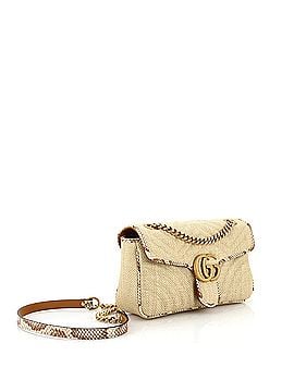 Gucci GG Marmont Flap Bag Matelasse Raffia with Snakeskin Small (view 2)