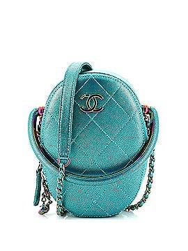 Chanel Top Handle Oval Vanity Case with Chain Quilted Iridescent Caviar with Gradient Hardware (view 1)