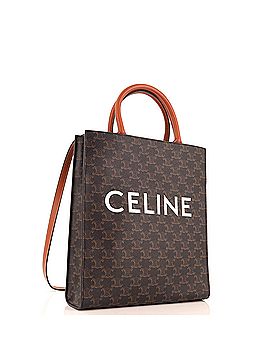 Céline Vertical Cabas Tote Triomphe Coated Canvas Small (view 2)