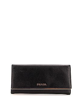 Prada Continental Flap Wallet Saffiano Leather with Metal Detail (view 1)