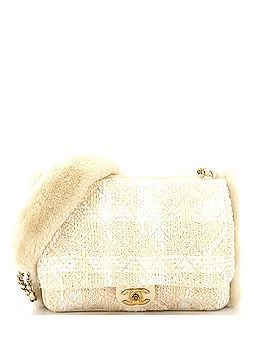 Chanel CC Muff Flap Bag Quilted Tweed and Lambskin with Shearling Jumbo (view 1)