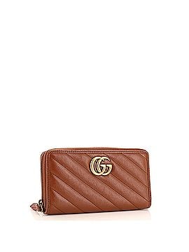 Gucci GG Marmont Zip Around Wallet Diagonal Quilted Leather (view 2)