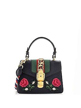 Gucci Sylvie Top Handle Bag Embroidered Leather Mini (view 1)