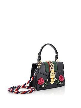 Gucci Sylvie Top Handle Bag Embroidered Leather Mini (view 2)