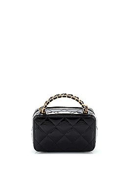 Chanel Woven Chain Top Handle Vanity Case Quilted Patent Mini (view 2)