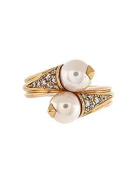 Bvlgari Bypass Ring 18K Yellow Gold with Diamonds and Pearls (view 1)