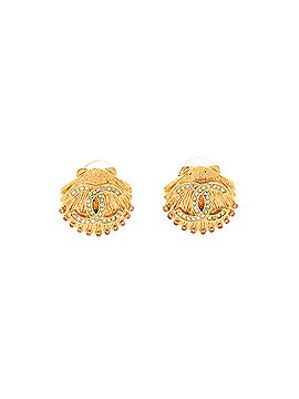 Chanel CC Shell Clip-On Earrings Metal with Mulitcolor Crystals (view 1)