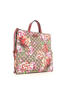 Gucci Convertible Soft Open Tote Blooms Print GG Coated Canvas Tall (view 2)