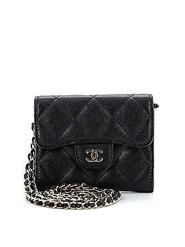 Chanel Classic Flap Card Holder on Chain Quilted Caviar Mini (view 1)