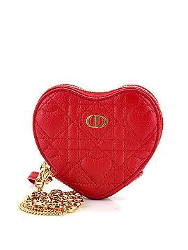 Christian Dior DiorAmour Caro Heart Pouch with Chain Cannage Quilt Calfskin (view 1)