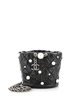 Chanel Drawstring Round Bucket Bag Pearl Embellished Quilted Lambskin Mini (view 1)
