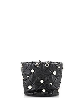 Chanel Drawstring Round Bucket Bag Pearl Embellished Quilted Lambskin Mini (view 2)
