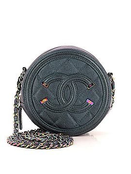 Chanel Filigree Round Clutch with Chain Quilted Iridescent Caviar Mini (view 1)