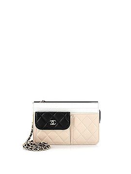 Chanel Tricolor CC Multi-Pocket Wallet on Chain Quilted Goatskin (view 1)