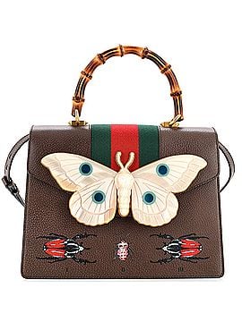Gucci Web Falena Moth Top Handle Bag Printed Leather Medium (view 1)