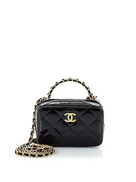 Chanel Woven Chain Top Handle Vanity Case Quilted Patent Mini (view 1)