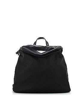 Prada Zipped Triangle Flap Backpack Re-Nylon and Leather (view 1)