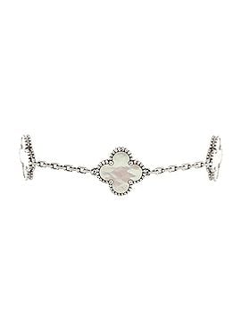 Van Cleef & Arpels Vintage Alhambra 5 Motifs Bracelet 18K White Gold and Mother of Pearl (view 1)