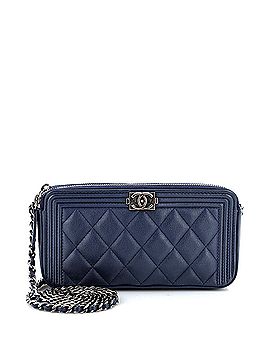 Chanel Boy Double Zip Clutch with Chain Quilted Caviar (view 1)