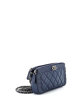Chanel Boy Double Zip Clutch with Chain Quilted Caviar (view 2)