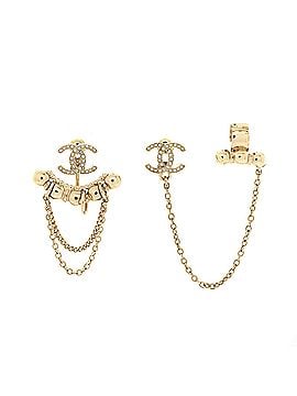 Chanel CC Chain Ear Jacket and Cuff Earrings Metal with Crystals (view 1)